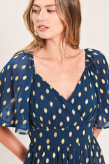 SHIMMERING SKY AFFECTION WOVEN MIDI DRESS