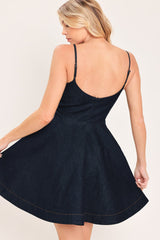 DEEP BLUE CELEBRATION DENIM MINI DRESS