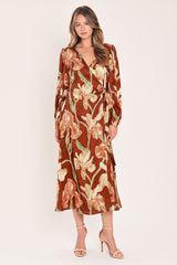 FALLING FOR YOU FAUX WRAP MIDI DRESS