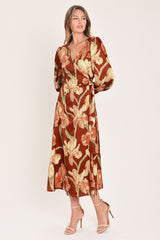 FALLING FOR YOU FAUX WRAP MIDI DRESS