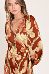 FALLING FOR YOU FAUX WRAP MIDI DRESS