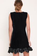 NOIR BUBBLE BLACK CONTRAST BUBBLE-HEM MINI DRESS
