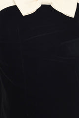 BOW & VELVET BLACK/IVORY BOW-DETAIL MINI DRESS - Flying Tomato - Flyclothing LLC