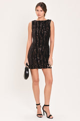 COCOA GLITZ DARK BROWN SEQUIN VELVET MINI DRESS