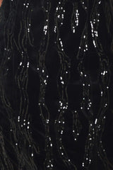 VELVET OBSESSION BLACK SEQUIN SWEETHEART MIDI DRESS - Flying Tomato - Flyclothing LLC