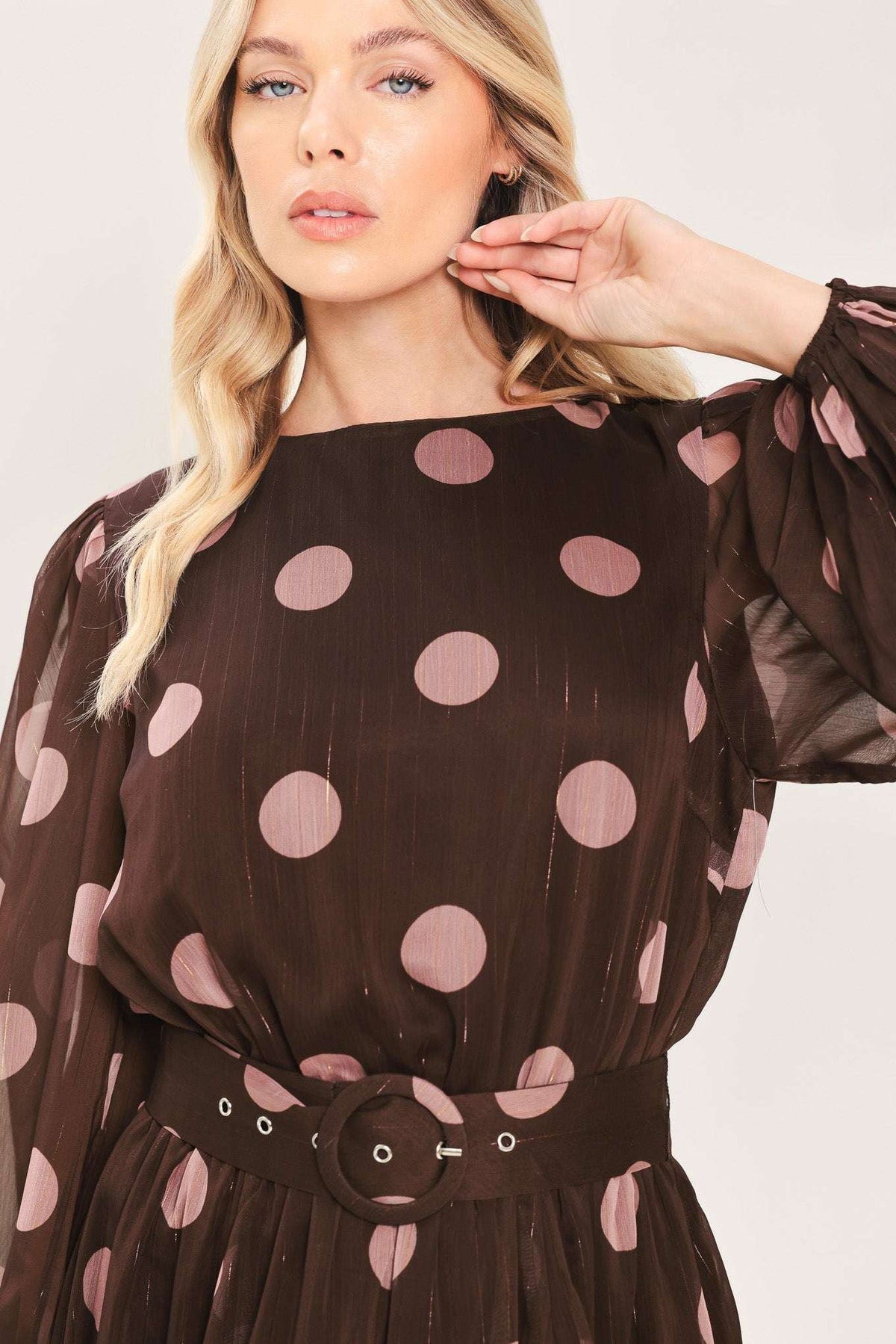 MAUVE MOCHA BROWN/MAUVE STATEMENT MIDI DRESS - Flying Tomato - Flyclothing LLC