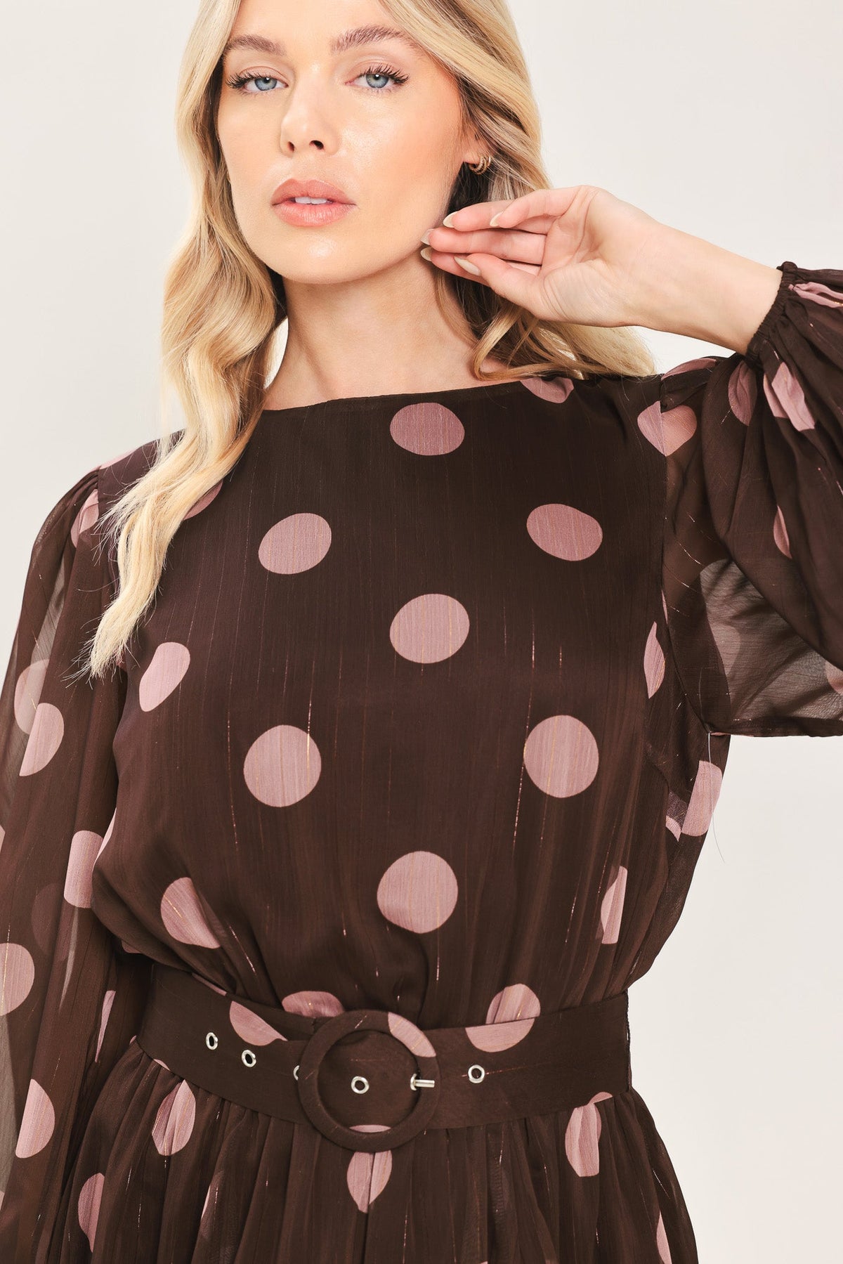 MAUVE MOCHA BROWN/MAUVE STATEMENT MIDI DRESS - Flying Tomato - Flyclothing LLC