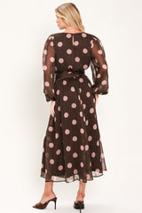 MAUVE MOCHA BROWN/MAUVE STATEMENT MIDI DRESS - Flying Tomato - Flyclothing LLC