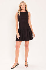 SHADOW DROPWAIST FAUX SUEDE MINI DRESS