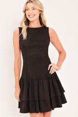 SHADOW DROPWAIST FAUX SUEDE MINI DRESS