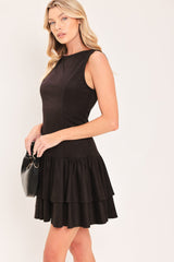 SHADOW DROPWAIST FAUX SUEDE MINI DRESS