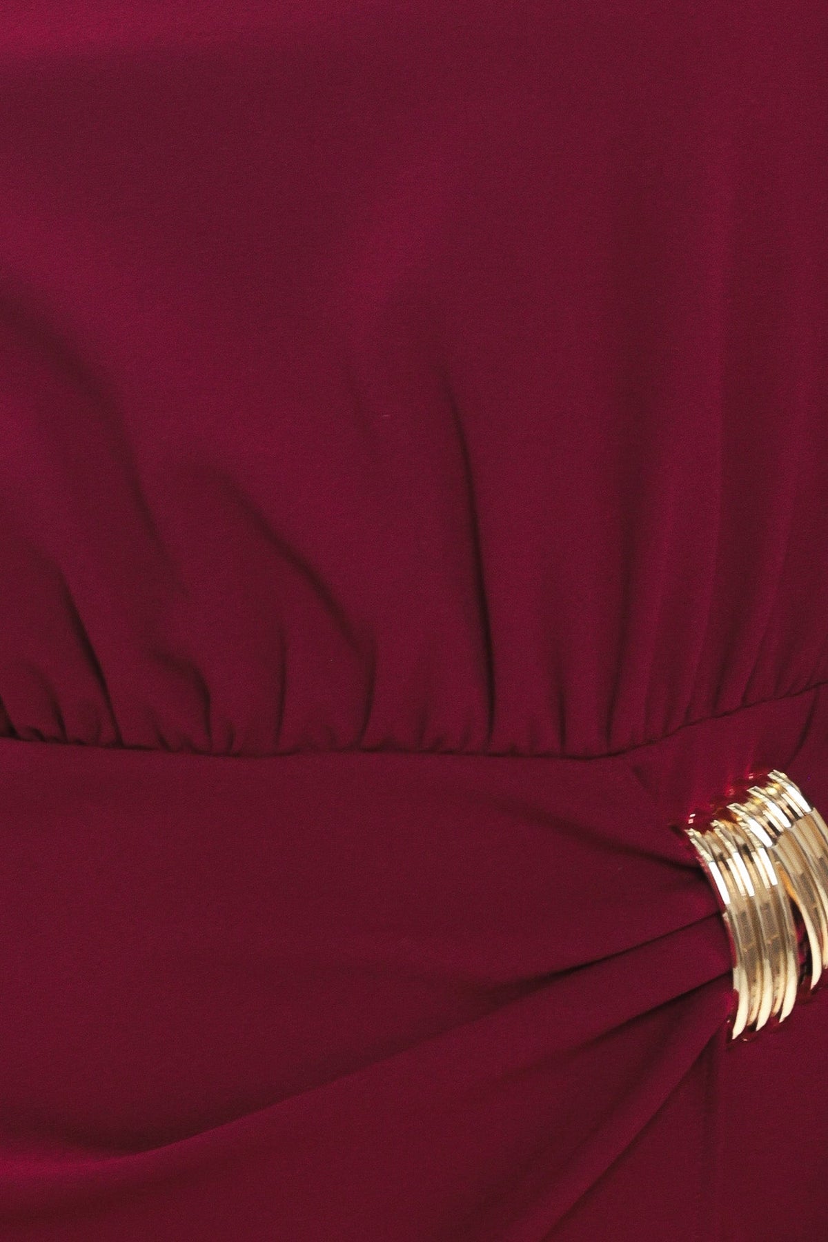 BORDEAUX SCULPT BURGUNDY GATHERED HARDWARE MIDI DRESS - Flying Tomato - Flyclothing LLC