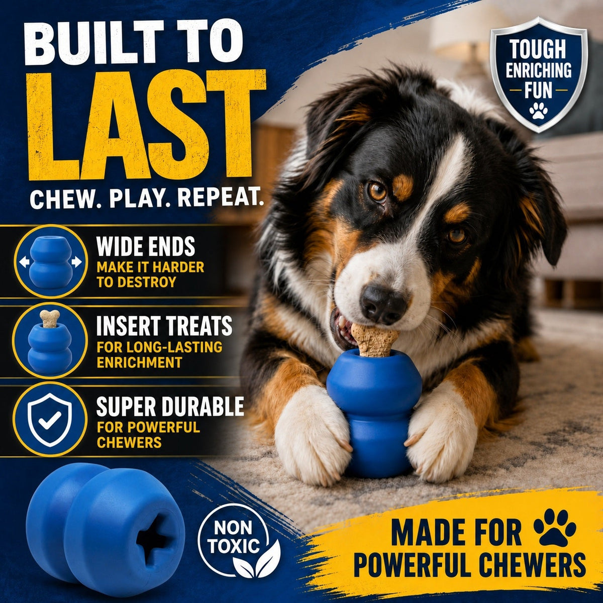 Double Trouble Dog Toy - Dual Chamber Treat Dispenser for Large Dogs | USA Made - SodaPup/True Dogs, LLC - Flyclothing LLC
