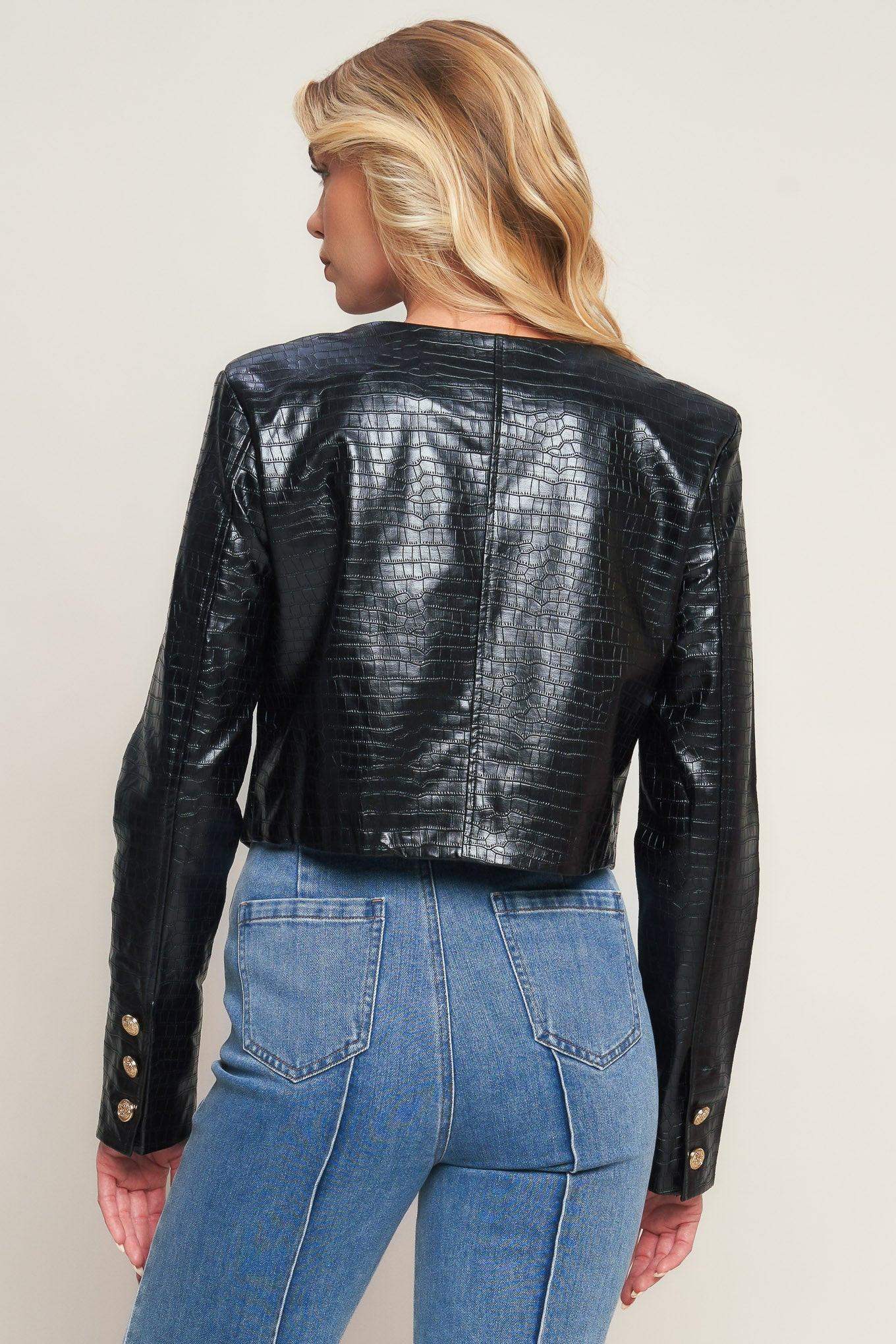 AT THE START FAUX LEATHER BOLERO JACKET - Flying Tomato - Flyclothing LLC