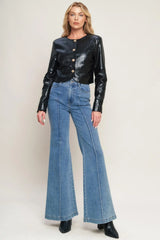 AT THE START FAUX LEATHER BOLERO JACKET - Flying Tomato - Flyclothing LLC