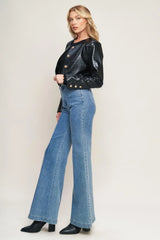 AT THE START FAUX LEATHER BOLERO JACKET - Flying Tomato - Flyclothing LLC