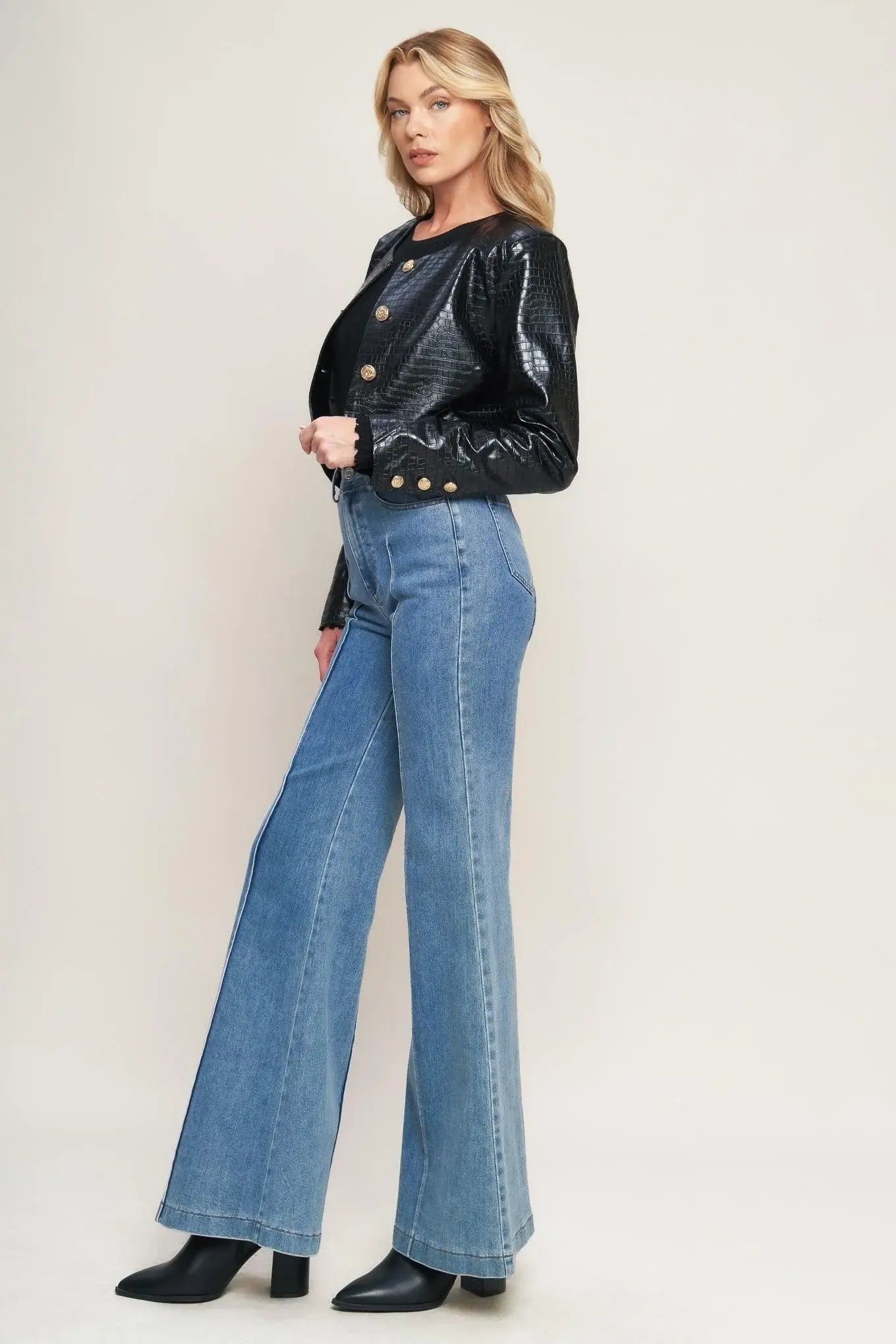 AT THE START FAUX LEATHER BOLERO JACKET - Flying Tomato - Flyclothing LLC