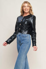 AT THE START FAUX LEATHER BOLERO JACKET - Flying Tomato - Flyclothing LLC