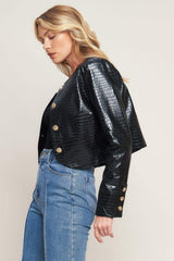 AT THE START FAUX LEATHER BOLERO JACKET - Flying Tomato - Flyclothing LLC