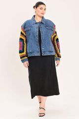 FESTIVAL WEAVE WASHED DENIM JACKET - Flying Tomato - Flyclothing LLC