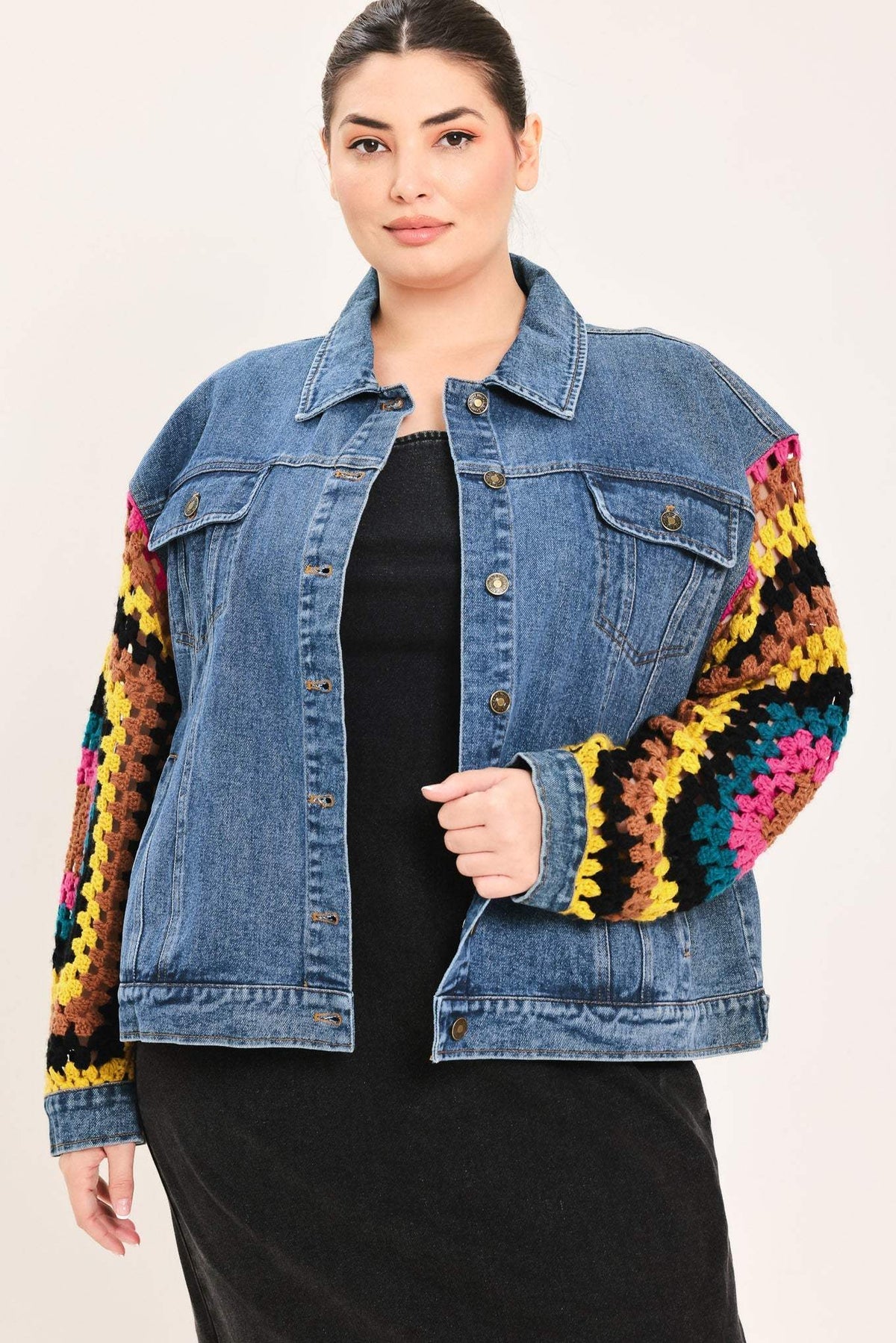FESTIVAL WEAVE WASHED DENIM JACKET - Flying Tomato - Flyclothing LLC