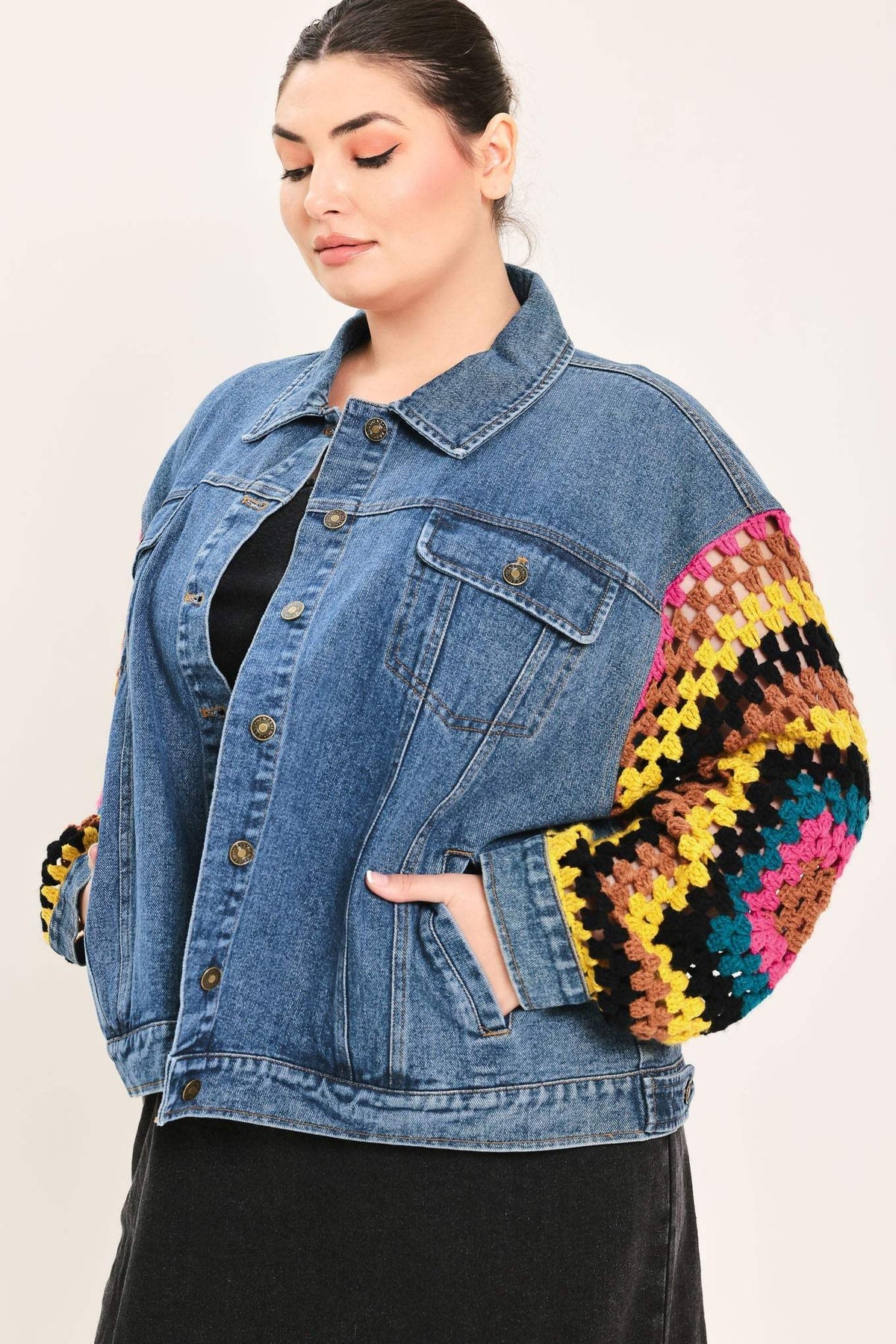 FESTIVAL WEAVE WASHED DENIM JACKET - Flying Tomato - Flyclothing LLC