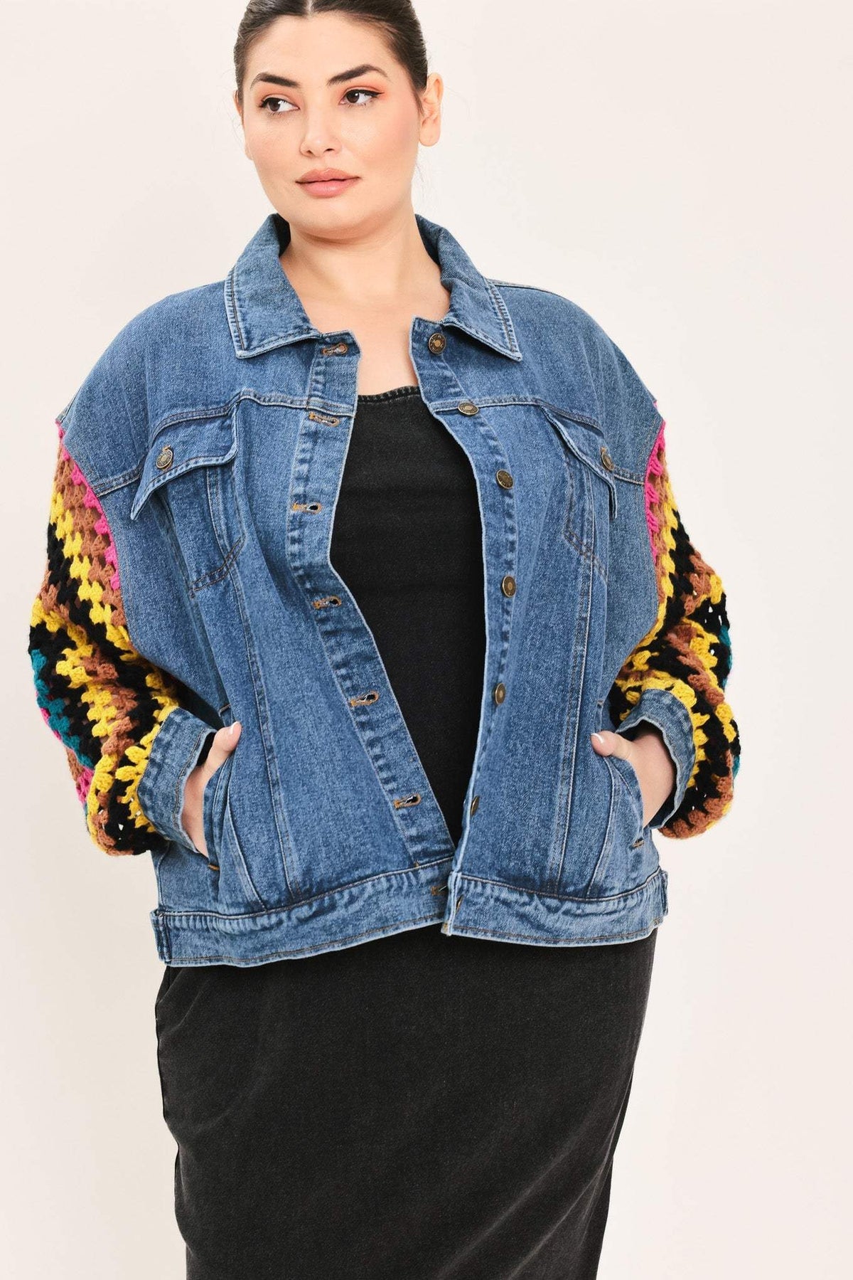 FESTIVAL WEAVE WASHED DENIM JACKET - Flying Tomato - Flyclothing LLC