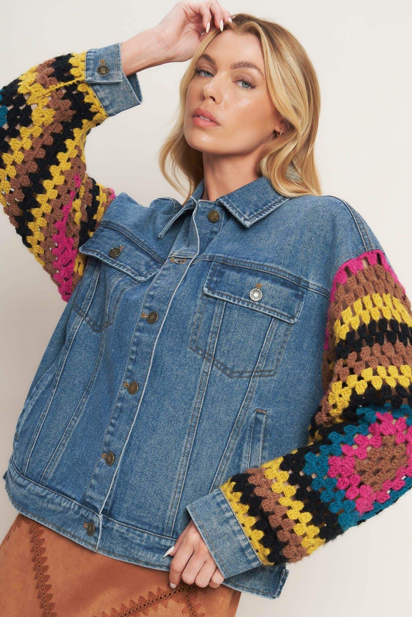 FESTIVAL WEAVE WASHED DENIM JACKET - Flying Tomato - Flyclothing LLC