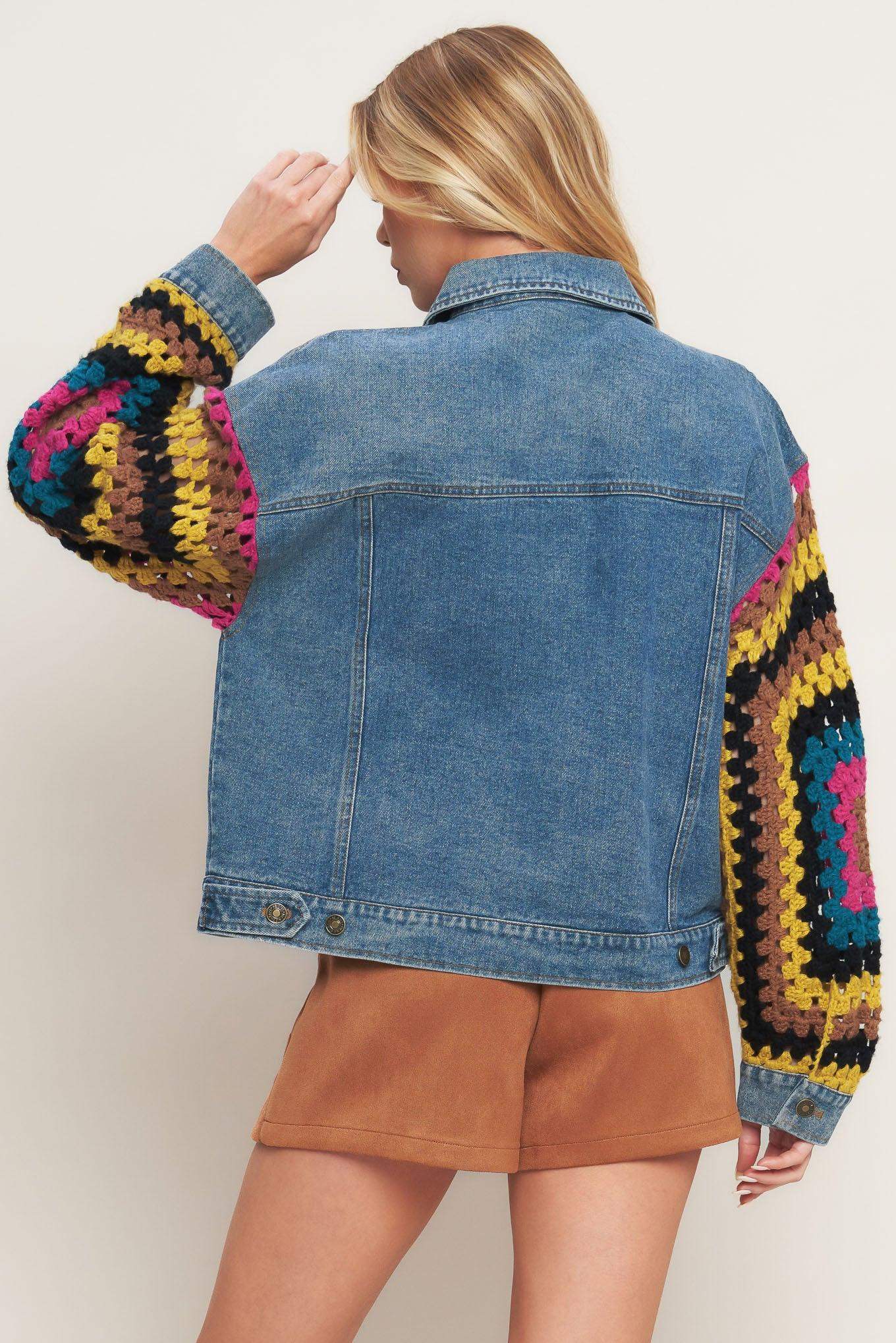 FESTIVAL WEAVE WASHED DENIM JACKET - Flying Tomato - Flyclothing LLC