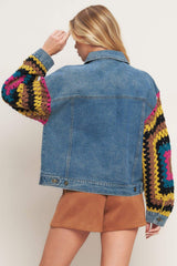 FESTIVAL WEAVE WASHED DENIM JACKET - Flying Tomato - Flyclothing LLC