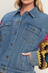 FESTIVAL WEAVE WASHED DENIM JACKET - Flying Tomato - Flyclothing LLC