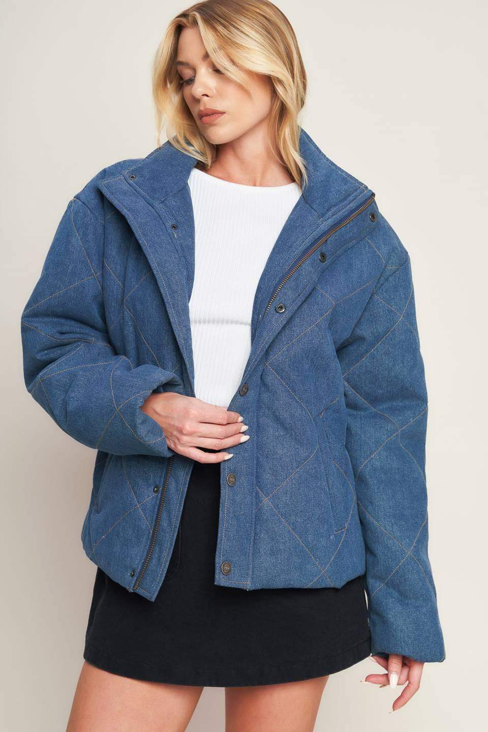 FOR GOOD QUILTED DENIM JACKET - Flying Tomato - Flyclothing LLC
