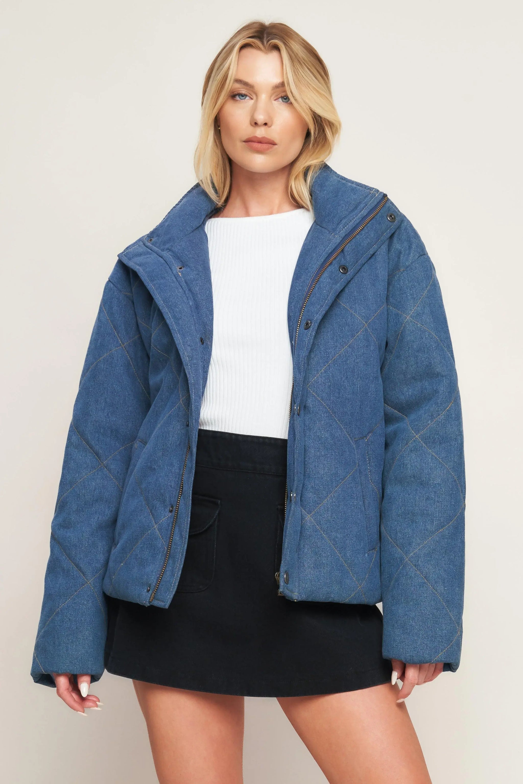 FOR GOOD QUILTED DENIM JACKET - Flying Tomato - Flyclothing LLC