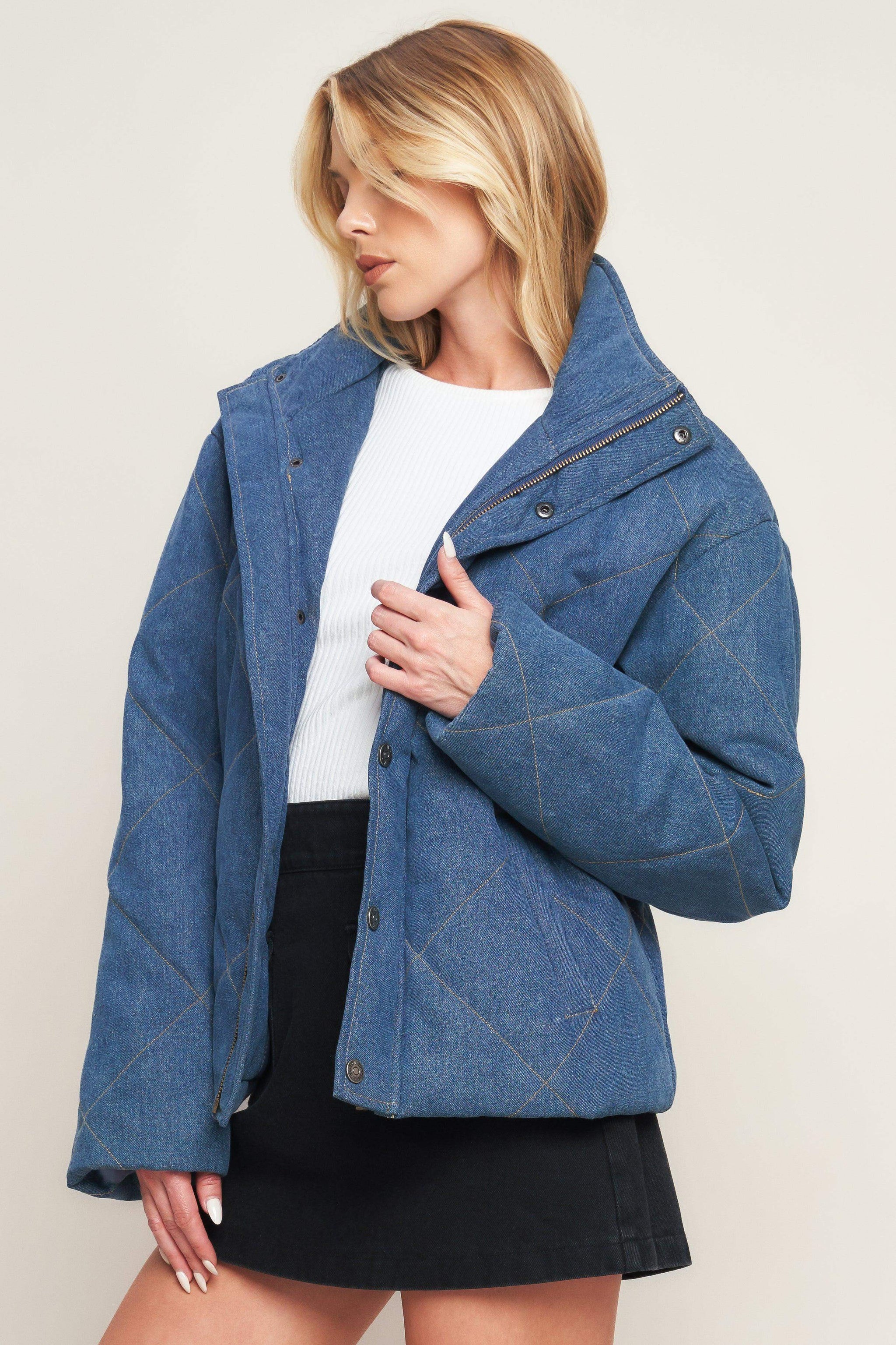 FOR GOOD QUILTED DENIM JACKET - Flying Tomato - Flyclothing LLC