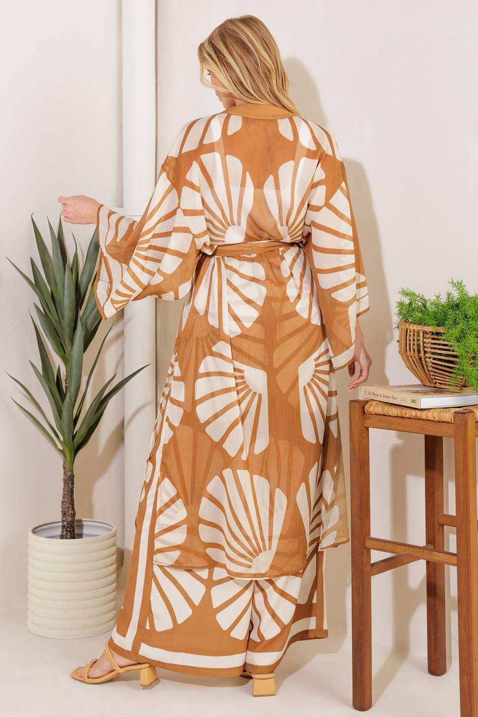 AWAITING LOVE WOVEN KIMONO COVER UP AND PANT SET - Flying Tomato - Flyclothing LLC
