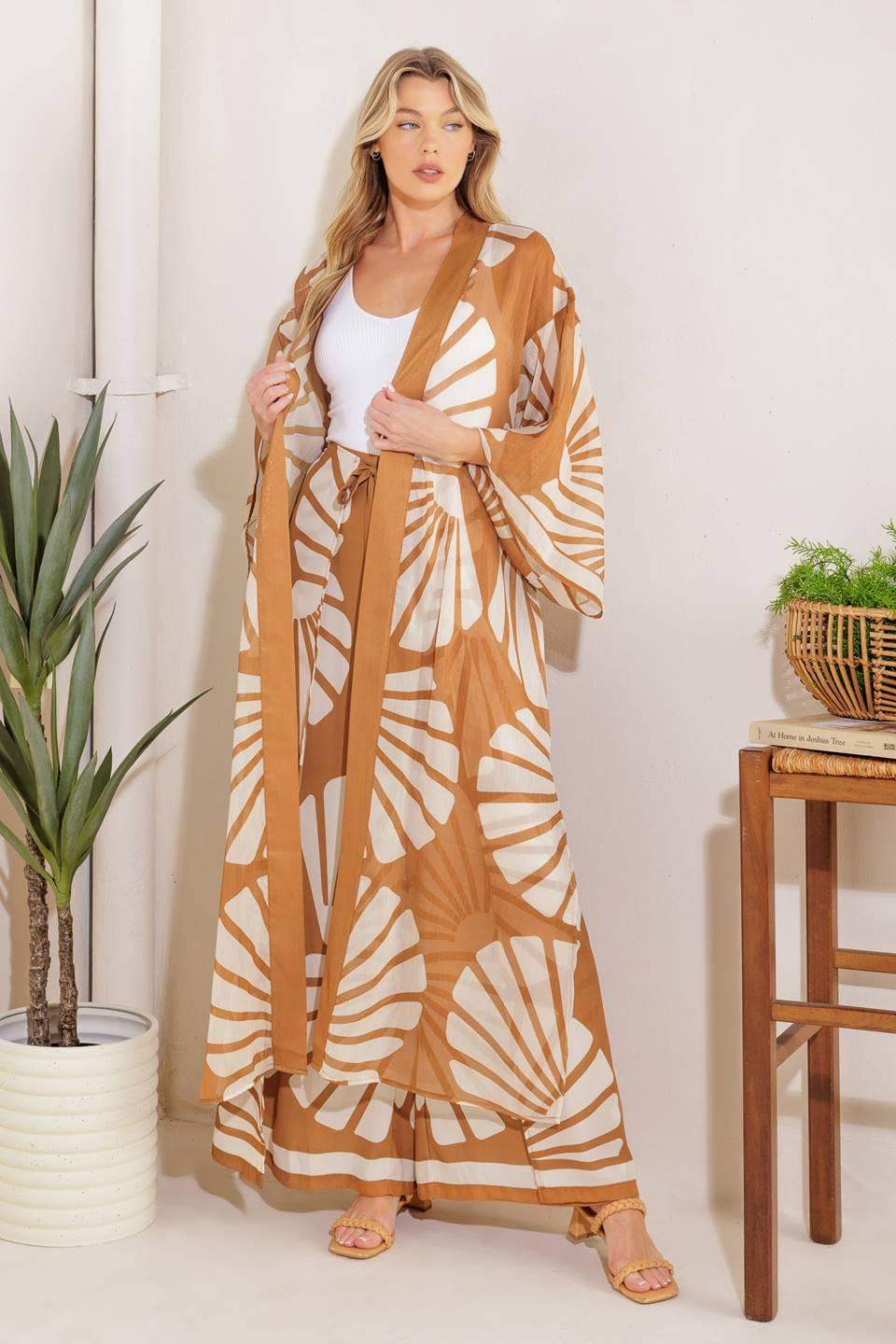 AWAITING LOVE WOVEN KIMONO COVER UP AND PANT SET - Flying Tomato - Flyclothing LLC