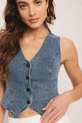 EURO SUMMER DENIM VEST - Flying Tomato - Flyclothing LLC