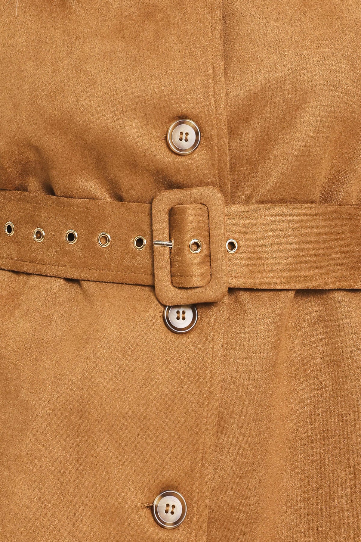 CAMEL CHIC CAMEL FAUX SUEDE BELTED CAPELET JACKET - Flying Tomato - Flyclothing LLC