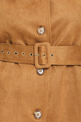 CAMEL CHIC CAMEL FAUX SUEDE BELTED CAPELET JACKET - Flying Tomato - Flyclothing LLC