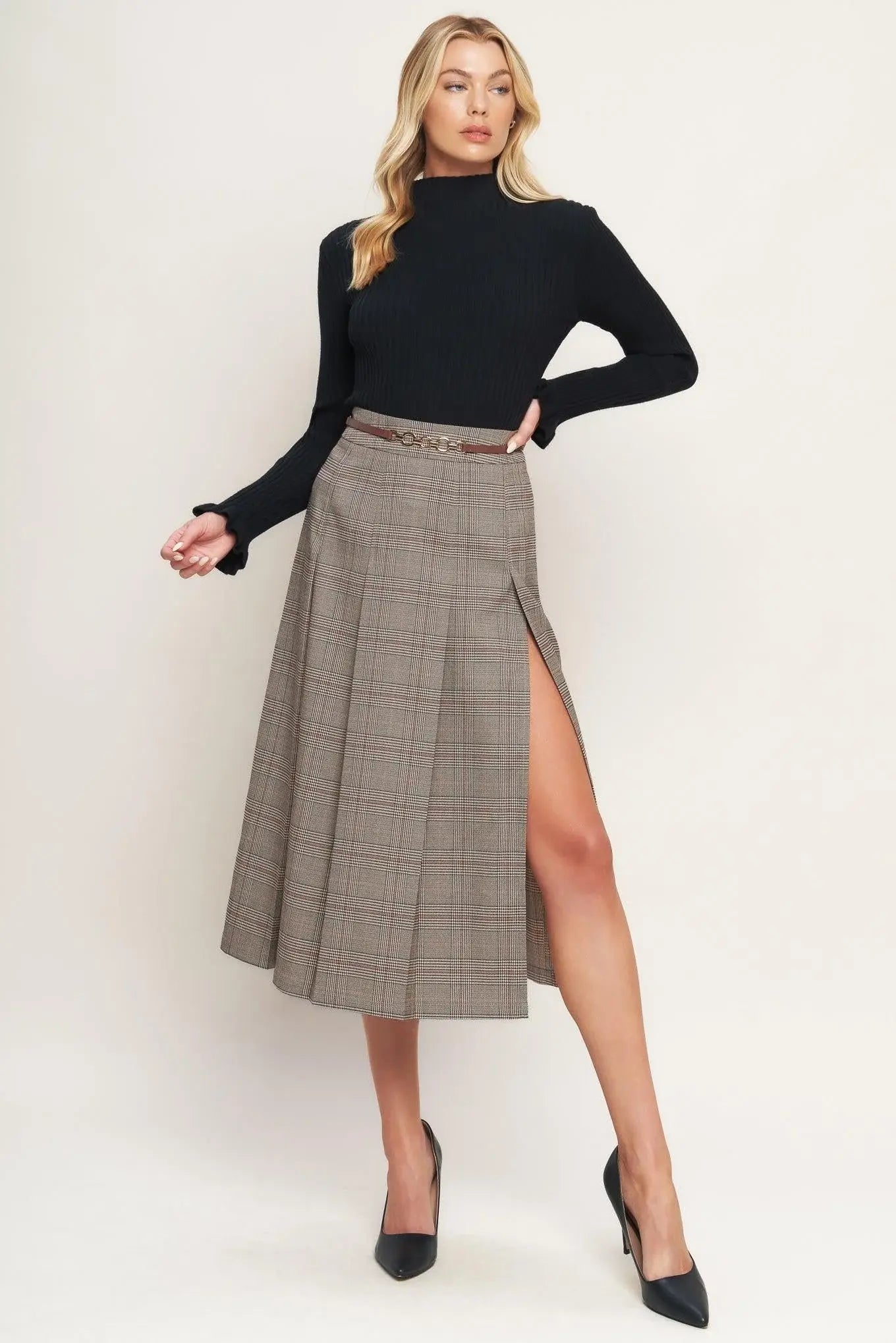 BRITISH TRACE WOVEN MIDI SKIRT - Flying Tomato - Flyclothing LLC