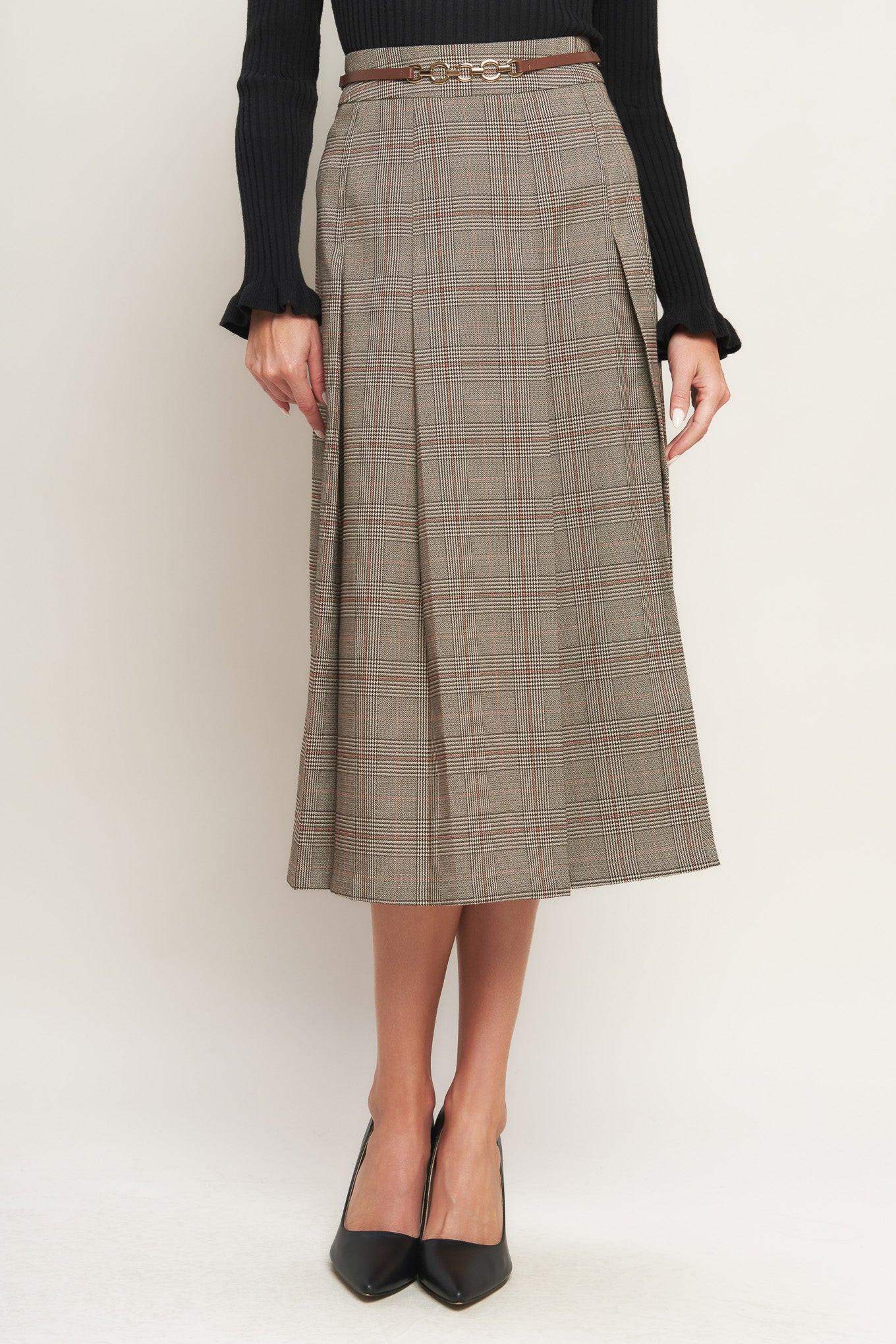 BRITISH TRACE WOVEN MIDI SKIRT - Flying Tomato - Flyclothing LLC