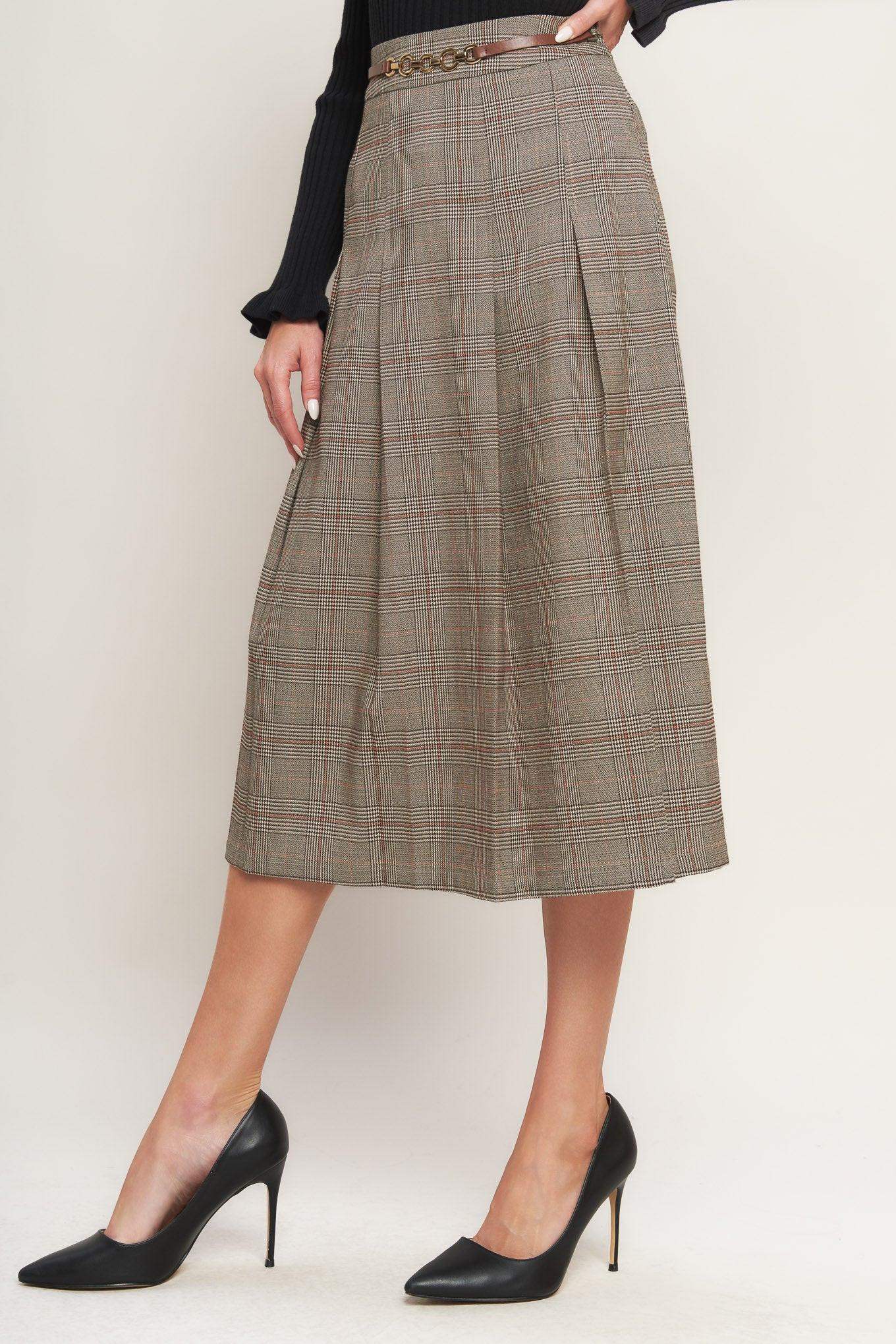 BRITISH TRACE WOVEN MIDI SKIRT - Flying Tomato - Flyclothing LLC