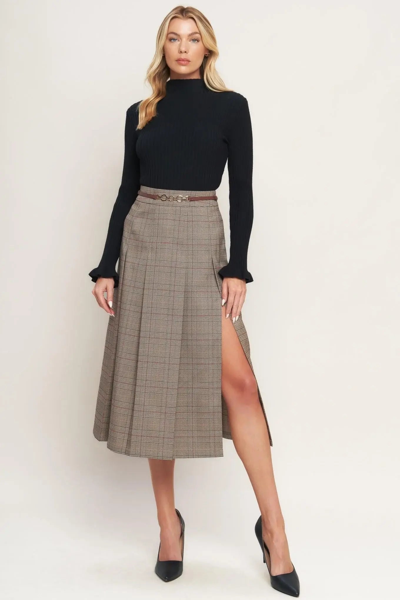 BRITISH TRACE WOVEN MIDI SKIRT - Flying Tomato - Flyclothing LLC