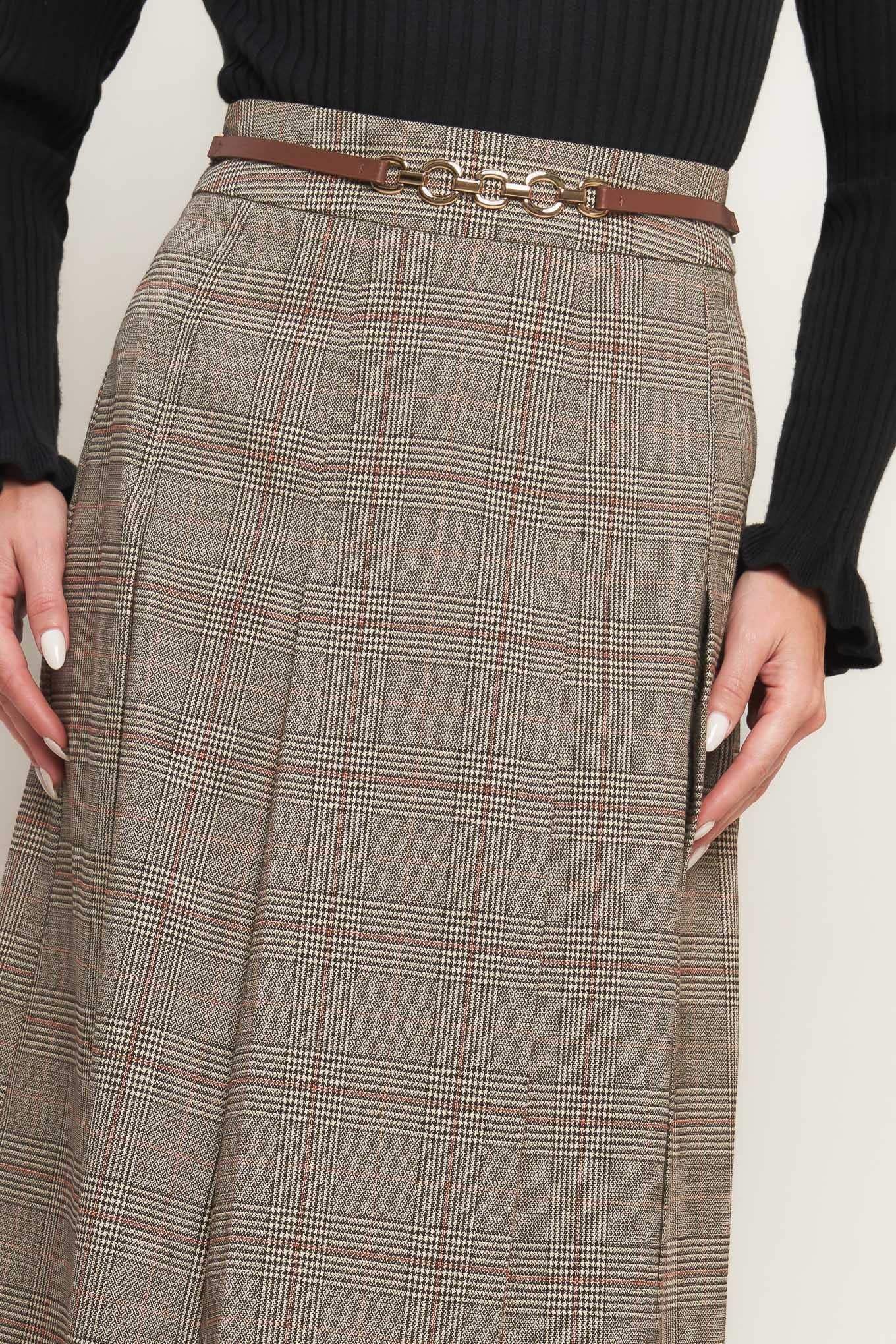 BRITISH TRACE WOVEN MIDI SKIRT - Flying Tomato - Flyclothing LLC
