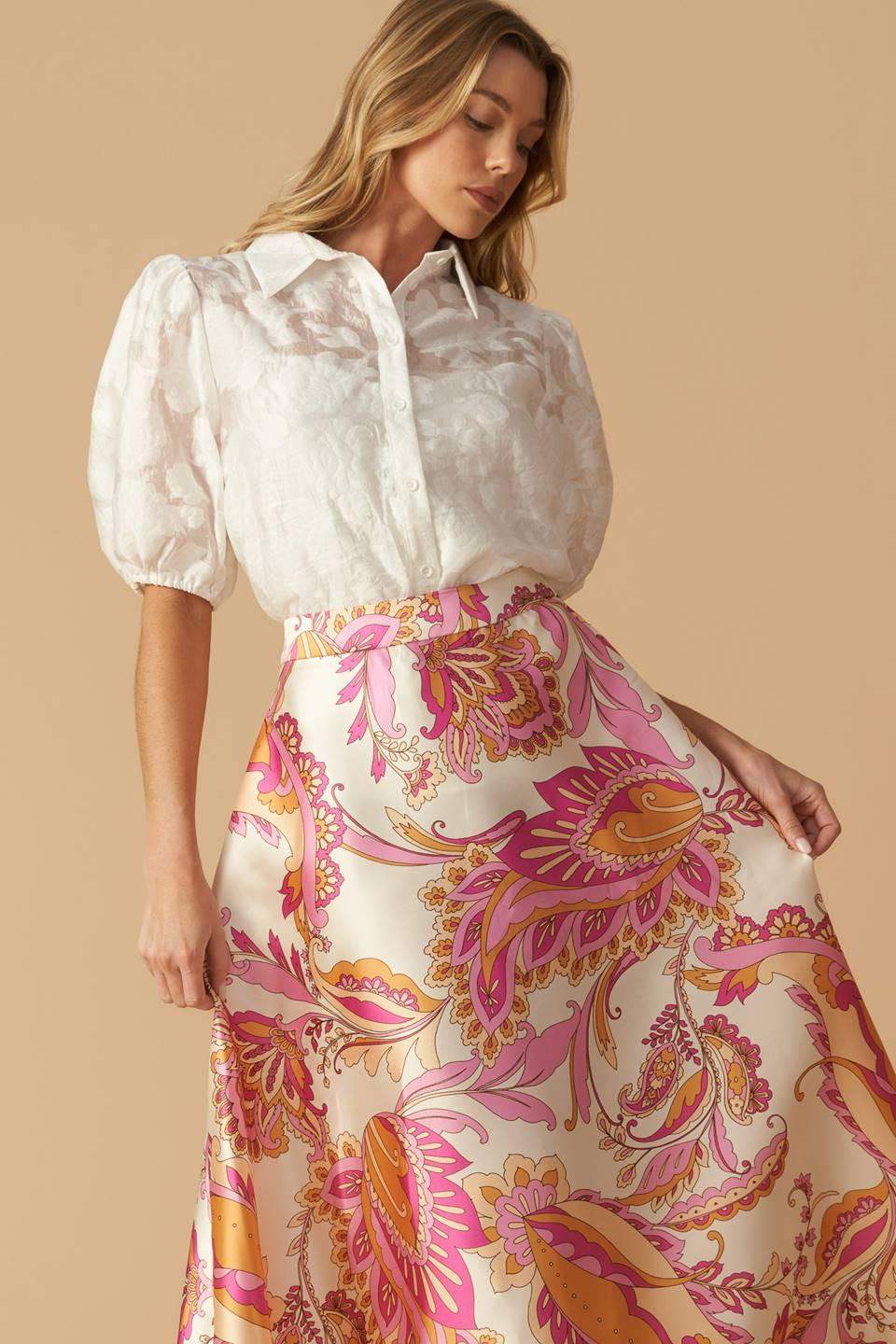 IN THE STILLNESS WOVEN MIDI SKIRT - Flying Tomato - Flyclothing LLC