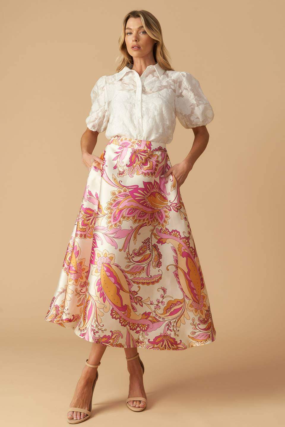 IN THE STILLNESS WOVEN MIDI SKIRT - Flying Tomato - Flyclothing LLC