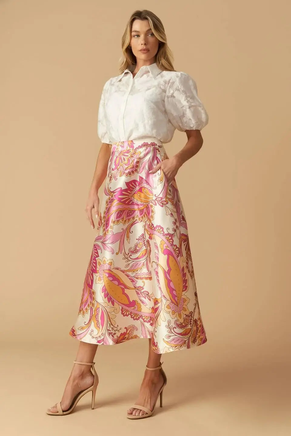 IN THE STILLNESS WOVEN MIDI SKIRT - Flying Tomato - Flyclothing LLC