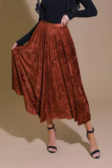 EASE MY MIND VELVET MIDI SKIRT - Flying Tomato - Flyclothing LLC