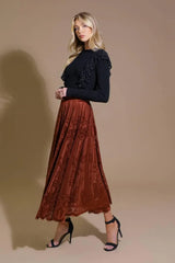 EASE MY MIND VELVET MIDI SKIRT - Flying Tomato - Flyclothing LLC