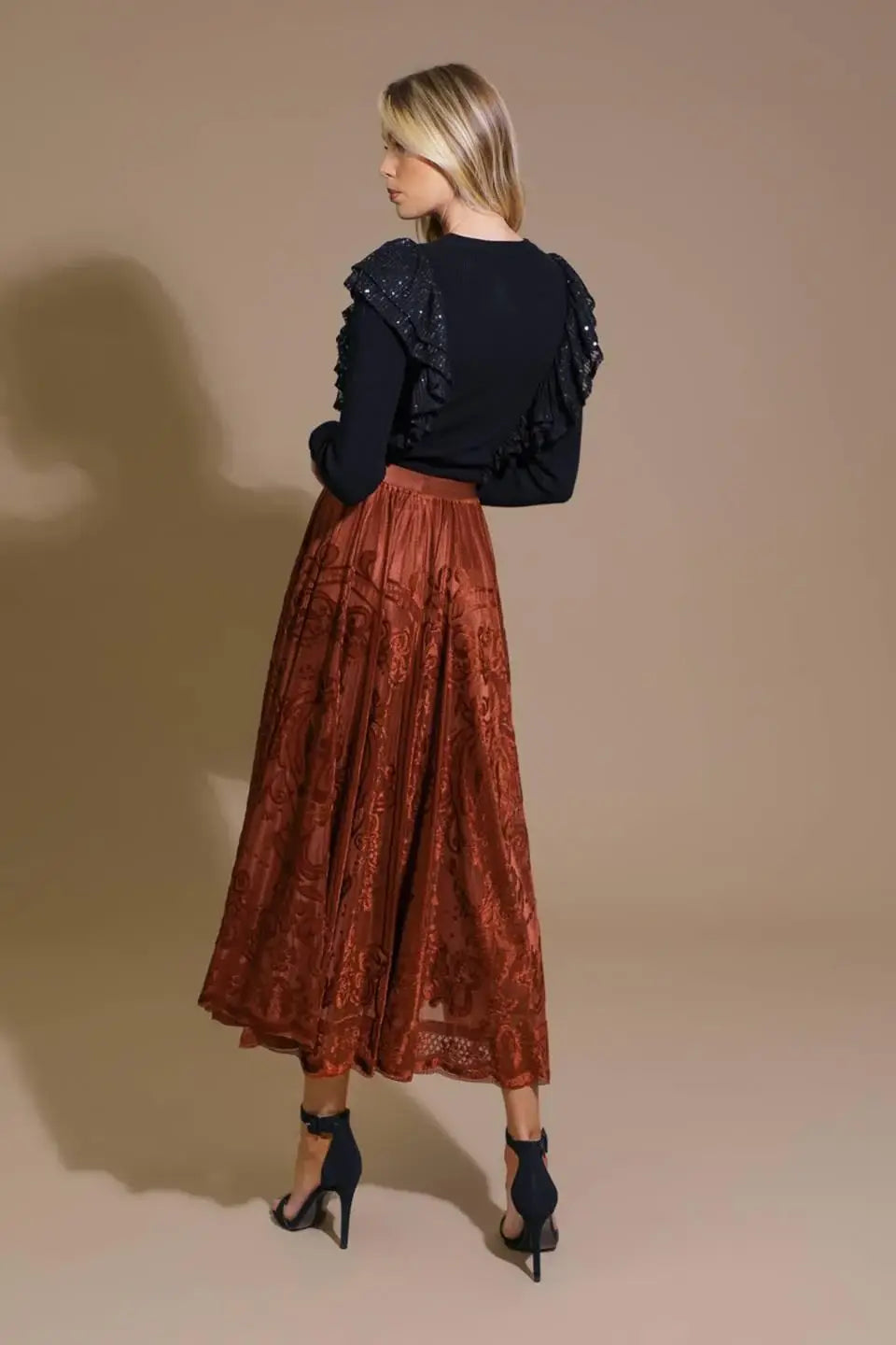 EASE MY MIND VELVET MIDI SKIRT - Flying Tomato - Flyclothing LLC